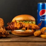 Jumbo Strips Burger With Pepsi